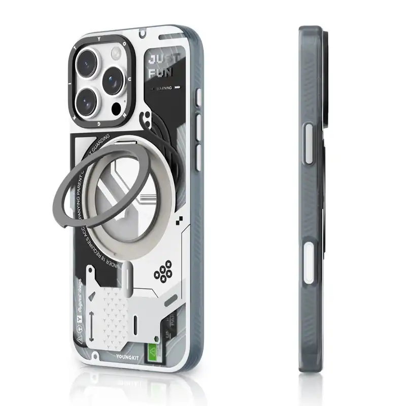 youngkit-cyber-punk-white-magsafe-case-iphone16promax-front-1 کاور یانگ کیت مدل CYBER PUNK مناسب برای گوشی موبایل آیفون 16 پرومکس - Image 1
