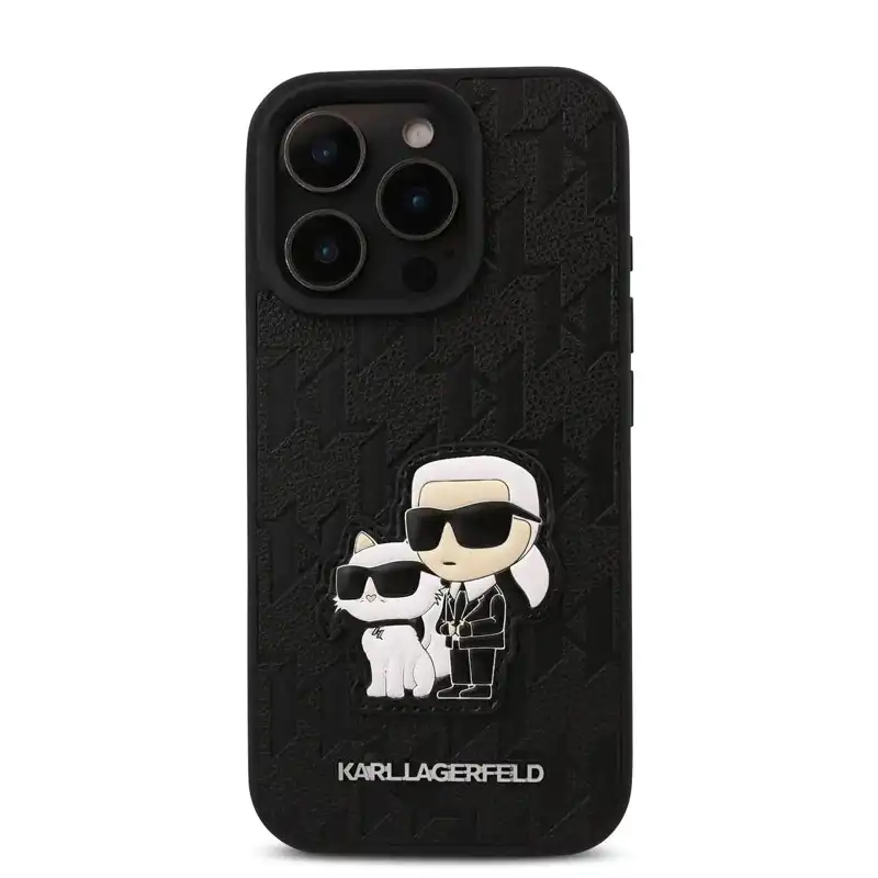 karllagerfeld-karl-choupette-monogram-black-case-iphone16promax-front کاور کارل لاگرفلد مدل MOMOGRAM K&C مناسب برای گوشی موبایل آیفون 16 پرومکس - Image 1